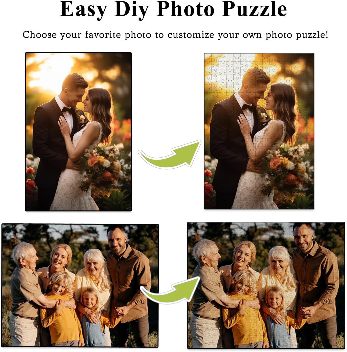 Skiennix Custom 1000-Piece Puzzle - Personalized Family Photo Gift for Christmas, Birthdays & Weddings