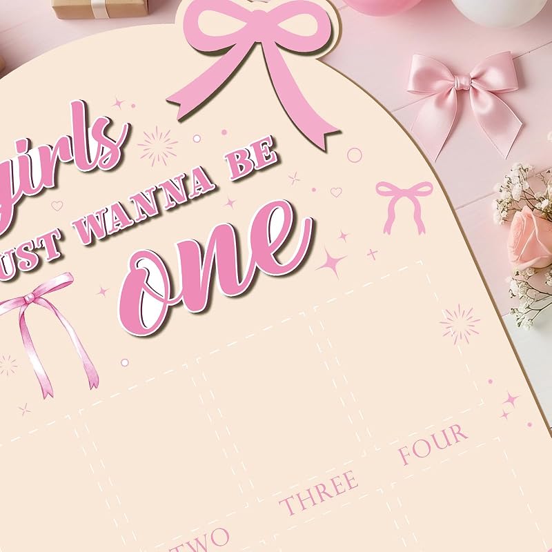 Pink Bow 12 Month Photo Board Set – Wooden 23.4 x 15.4 in Monthly Milestone Display (Variation: Pink Bow+23.4" x 15.4")