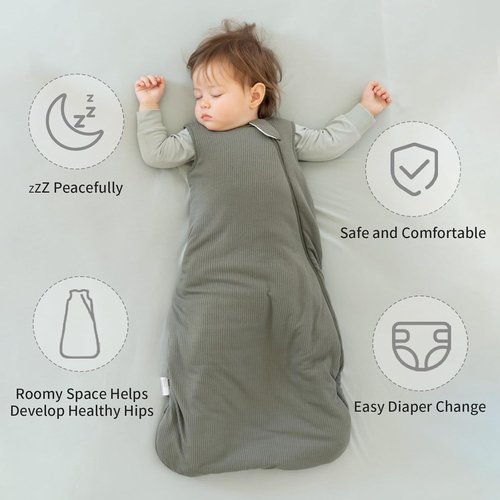 BubblePanda Bamboo Sleep Sack - Supersoft 1.0 Tog Toddler Blanket | Unisex 24-36 Months with 2-Way Zipper
