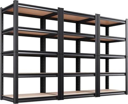 Garage Shelving Set of 3 | 71” Heavy Duty 5-Tier Metal Storage Shelves for Industrial Use