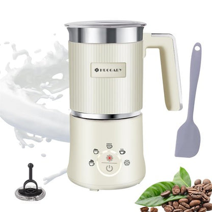 Huogary 5-in-1 Detachable Milk Frother Electric Milk Frother and Steamer Automatic Milk Foamer Frother Hot and Cold Foam Hot Chocolate Maker with Dishwasher Safe (Beige)