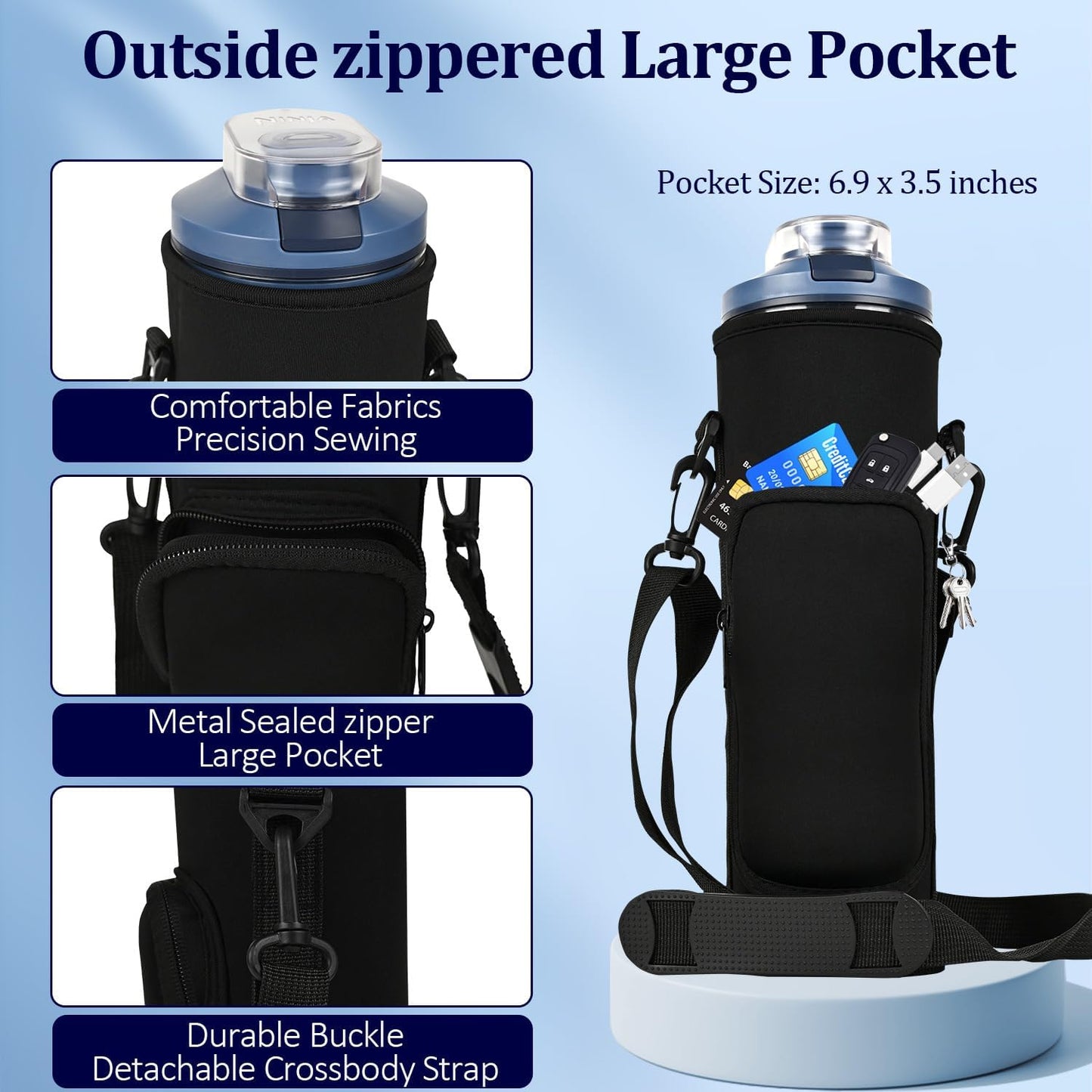 Ninja Storage Sleeve Bag - Portable Blender with Shoulder Strap & Accessory Pocket | 22 oz (Black)