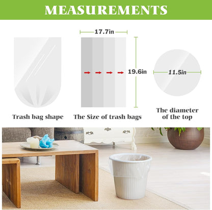 Teivio Small Trash Bags - 4 Gallon Garbage Bags | 200 Count Clear Bin Liners for Home & Office