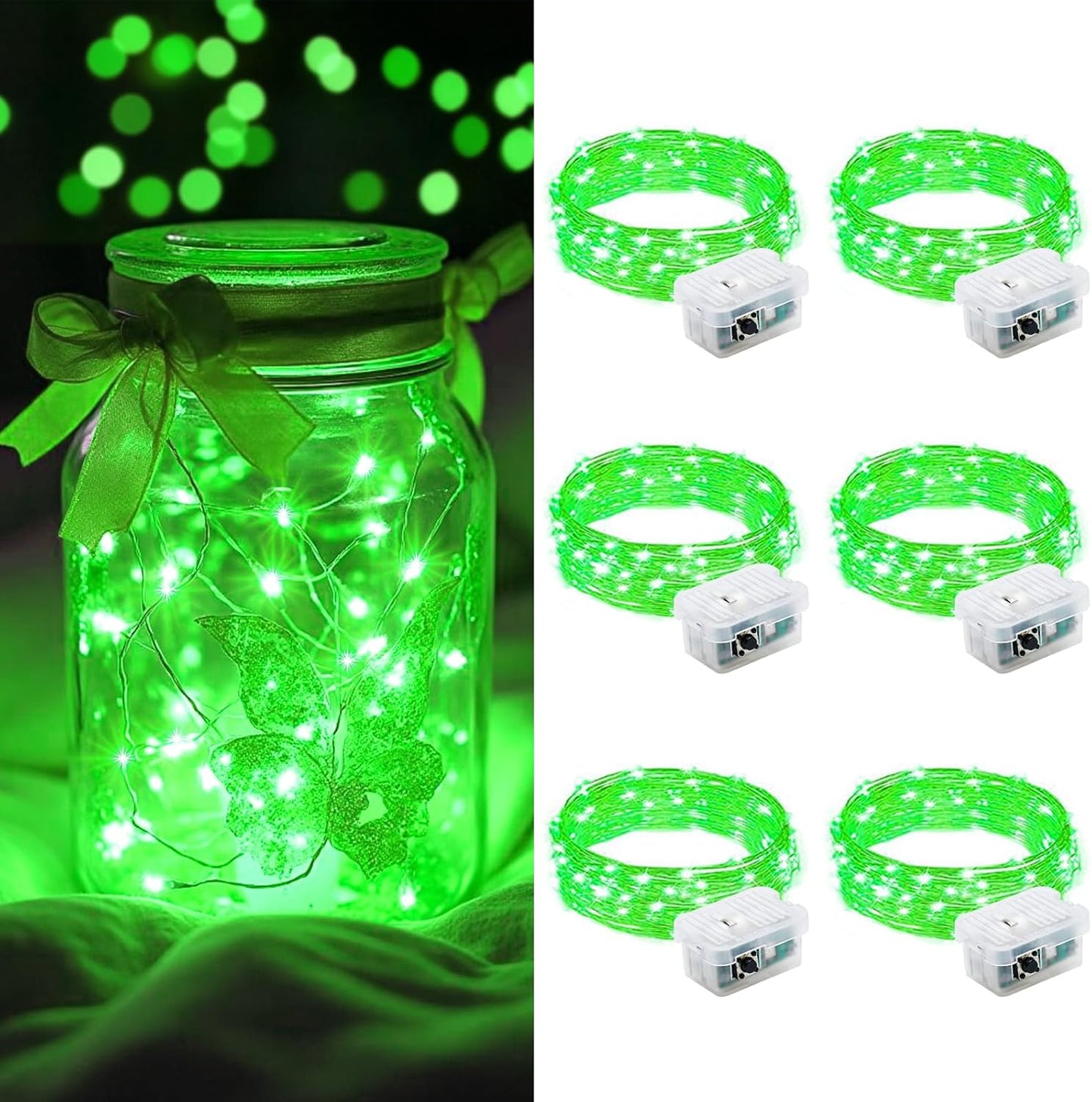 AIKEI LED Fairy Lights - 6 Pack Battery Operated Mini String Lights | Waterproof 7ft 20 LED for Weddings, Parties, and Home Decor