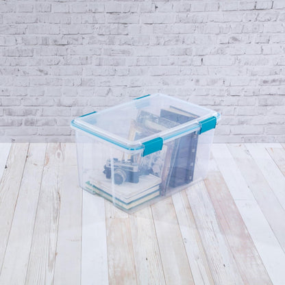 Sterilite 54 Quart Gasket Box - Stackable Clear Plastic Storage Bins with Lids for Home Organization