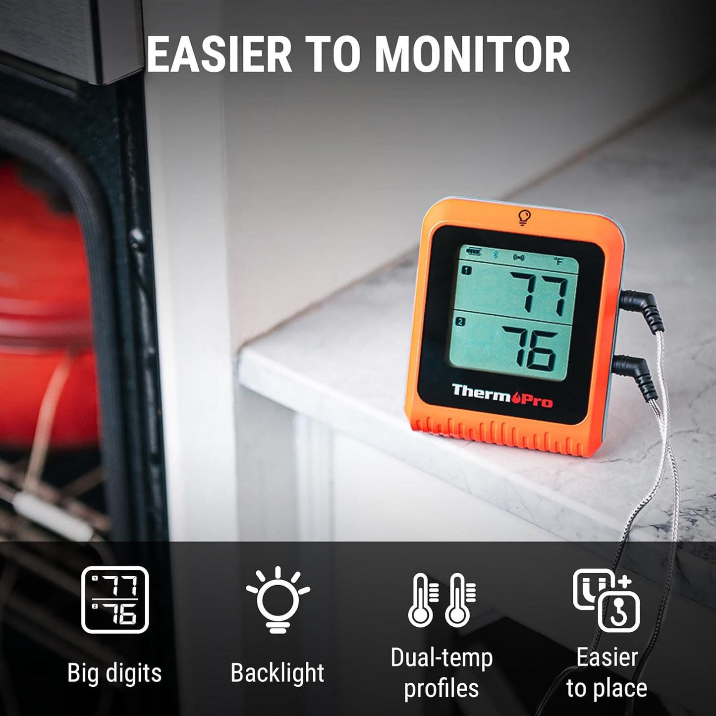 ThermoPro Wireless Meat Thermometer - 650 ft Range, Bluetooth, 2 Probes for Grilling & Smoking