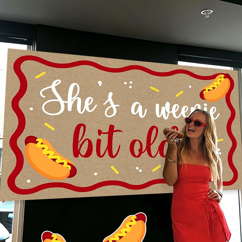 Hot Dog Banner Backdrop - Birthday Party Decor, Waterproof High-Gloss Poster