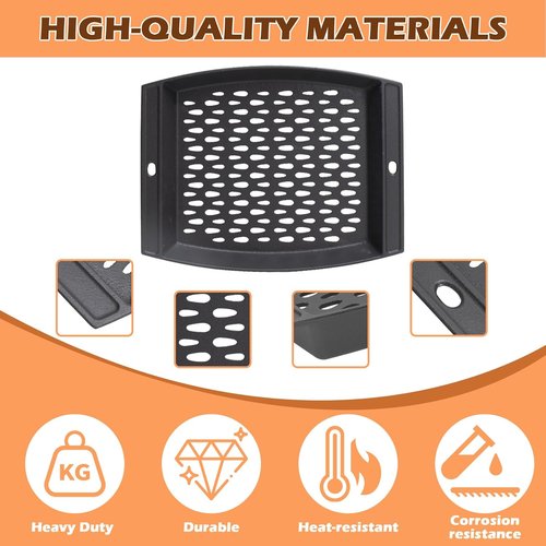 Cast Iron Grill Basket by [Brand Name] - 15"x12" Outdoor BBQ Pan for Fish & Veggies | Fits Most Grills