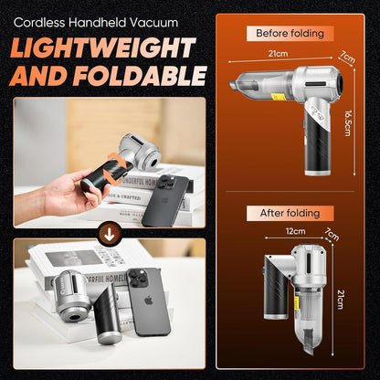 Saker Cordless Handheld Vacuum - 17000PA Powerful Mini Cleaner for Home, Office & Pet Hair | Foldable Design