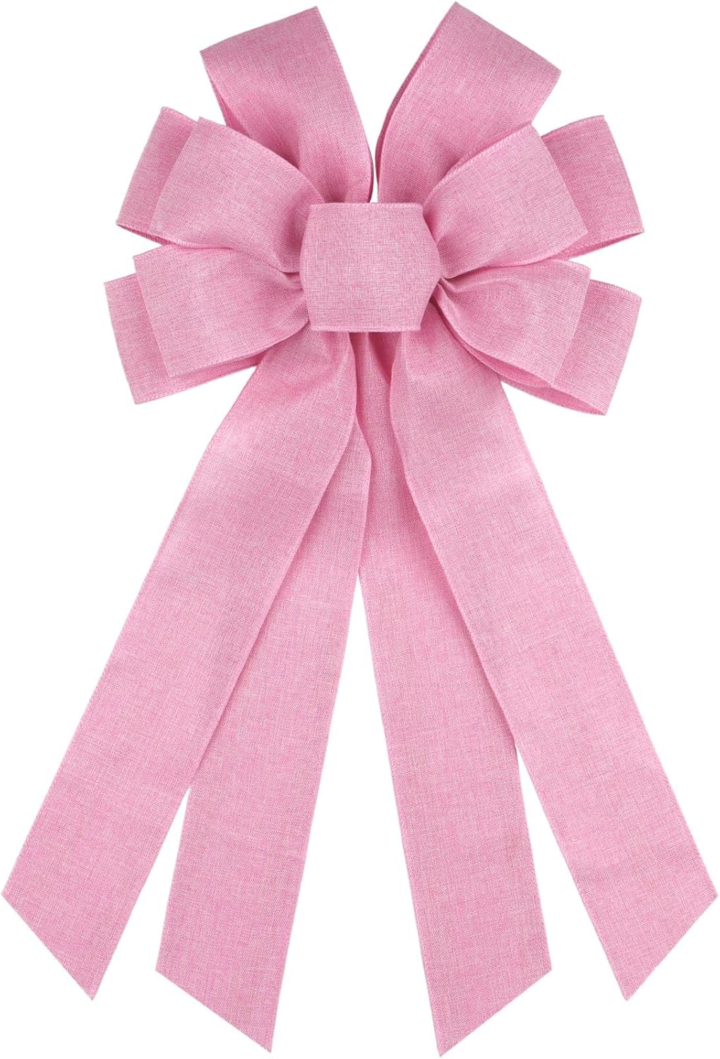 Skiennix Baby Pink Large Bow - 11x21 Inch Linen Texture Wired Ribbon for Wreaths & Decor
