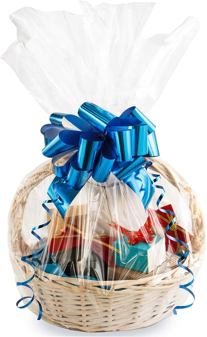 Morepack Large Cello/Cellophane Bags,30x 40 Inches Clear Basket Bags OPP Plastic Cellophane Wrap for Gift Baskets Packaging 10 Pieces