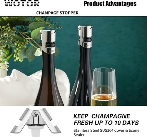 +WOTOR 3 Pack Silver Champagne Stopper