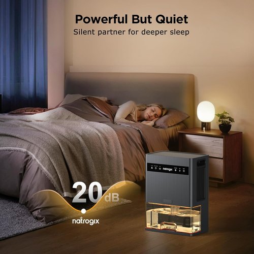 Dehumidifier | 106 OZ Water Tank | Quiet 1000 sq.ft Home Dehumidifier with Auto Shut Off & 7 Color Light - Grey