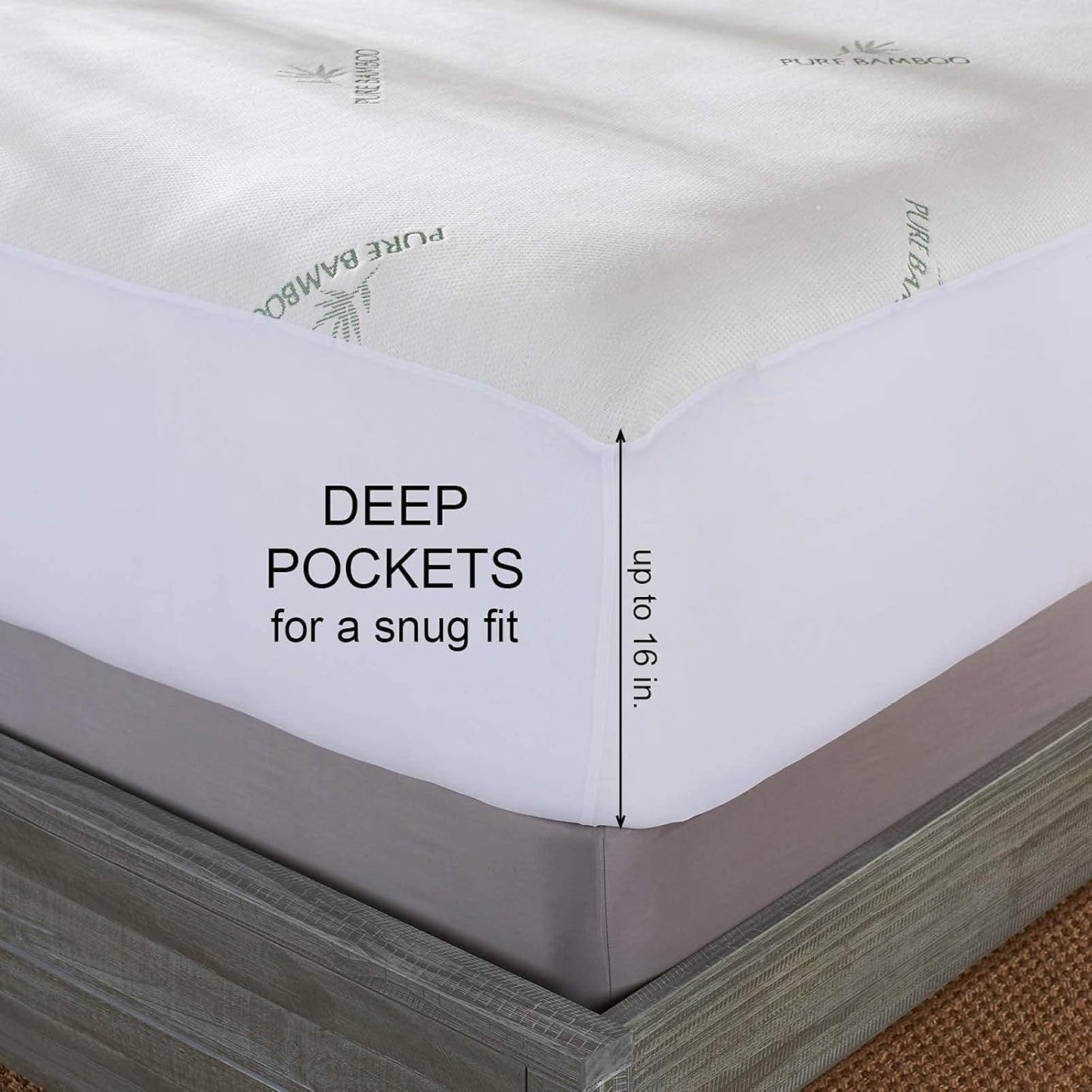 PURE BAMBOO King Mattress Protector - Waterproof, Breathable & Noiseless Cover for Moisture & Stain Protection