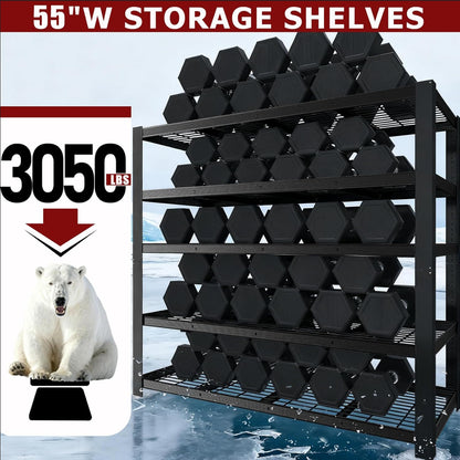 Regine Switzerland Heavy Duty Garage Shelving - 5-Tier Adjustable Storage Unit | 84" H x 24" D x 55" W, 3050 lbs Capacity