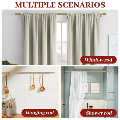 Kuianroll Heavy Duty Stainless Steel Curtain Rods, 1 Inch Diameter, 66 to 120 Inch, Gold, Wall Mounted, 40 lbs Weight Capacity