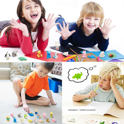 URSKYTOUS 60Pcs Animal Erasers - Fun Desk Pets for Kids | Perfect Classroom Prizes & Party Favors