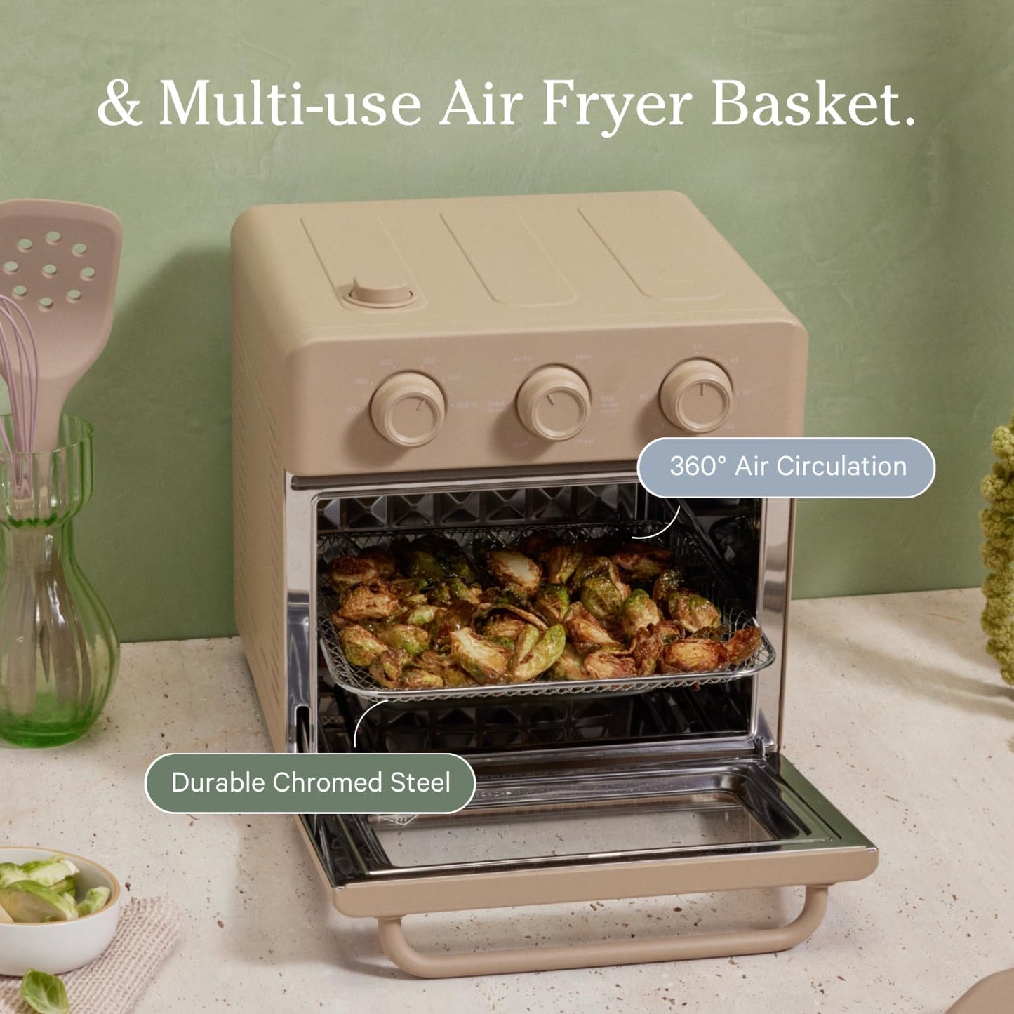 Our Place Wonder Oven Essentials Kit - Extra Air Fryer Basket & Nonstick Bake Pan | Eco-Friendly, Oven Safe | Blue Salt