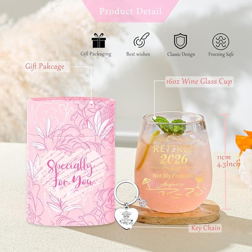 Best Retirement Gifts for Woman Men 2026 Thank You Leaving Gifts Retired Farewell Gift for Coworkers Colleagues Stemless Wine Glass Cool Retirement Good Luck Gift Happy Retirements Party Decorations