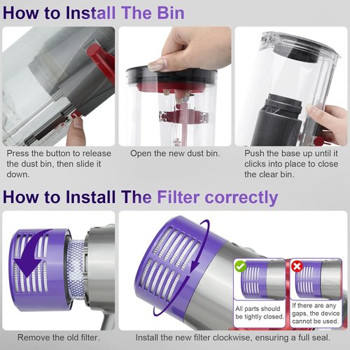Dyson Large Bin Replacement & Filter | Compatible with V10 SV12 Animal & Absolute Models