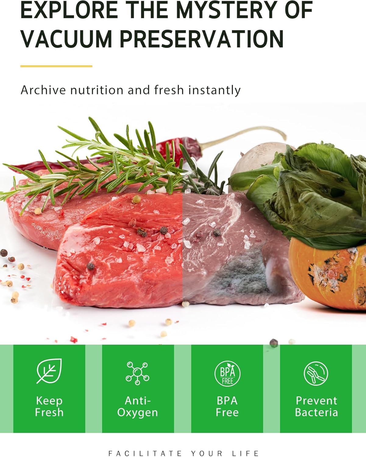 Syntus Vacuum Sealer Bags - 6 Pack Commercial Grade BPA-Free Rolls | 11" x 20' & 8" x 20' for Food Storage