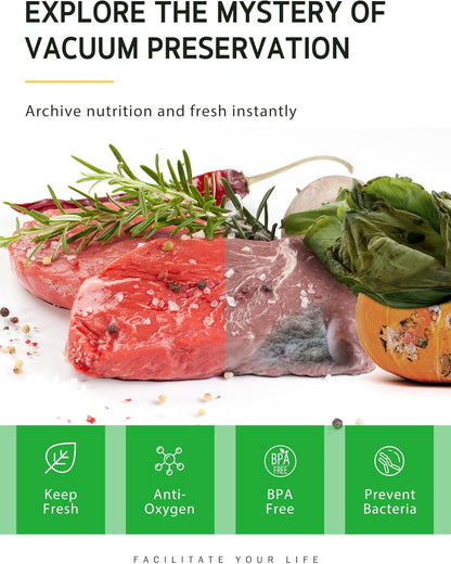 Syntus Vacuum Sealer Bags - 6 Pack Commercial Grade BPA-Free Rolls | 11" x 20' & 8" x 20' for Food Storage