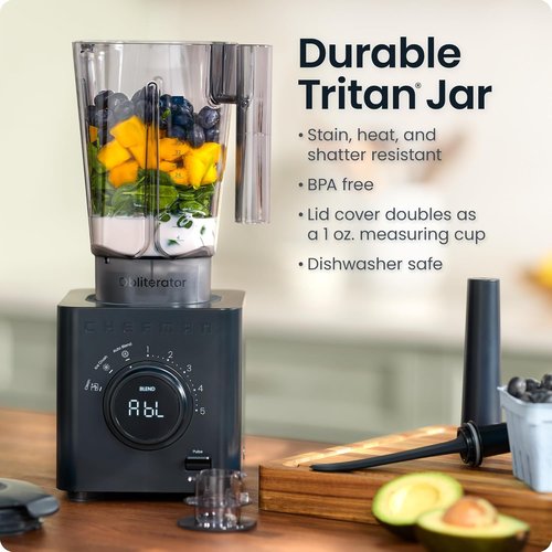 Chefman Obliterator 48 oz Countertop Blender - 1380W Power for Smoothies, Ice & Frozen Fruit