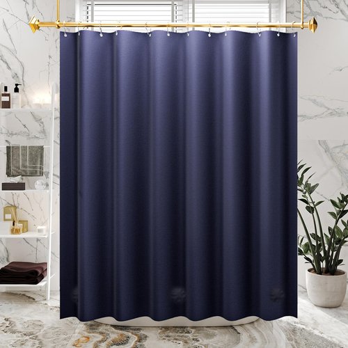 AmazerBath Navy Blue Shower Curtain, Thick PEVA, Heavy Duty Waterproof 72x72 with 3 Weighted Stones and 12 Grommets