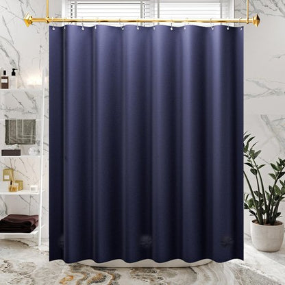 AmazerBath Navy Blue Shower Curtain, Thick PEVA, Heavy Duty Waterproof 72x72 with 3 Weighted Stones and 12 Grommets