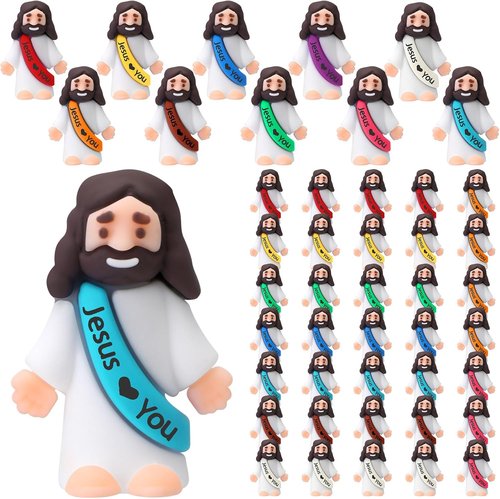 Bememo Mini Jesus Figures - 50 Pcs Christ Toys for Hide and Seek | Colorful Religious Party Favors