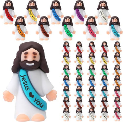 Bememo Mini Jesus Figures - 50 Pcs Christ Toys for Hide and Seek | Colorful Religious Party Favors