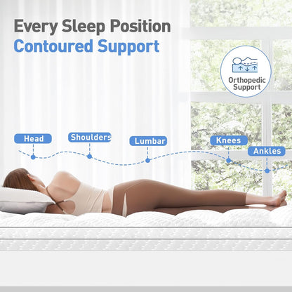 Skiennix Dual Layer Memory Foam Mattress Topper - 3 Inch Queen Size with Cooling Gel & Pillow Top