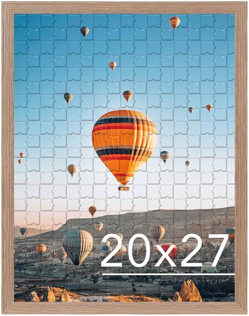 JCJMY 20x27 Picture Frame - Rustic Brown Wall Frame for Puzzles & Photos | Horizontal & Vertical Display