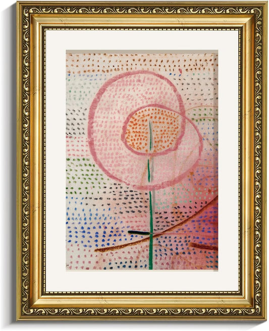 VIYYIEA Gold Framed Canvas Print - Vintage Abstract Flower Wall Art for Home Decor | 11x14in Multicolor Design
