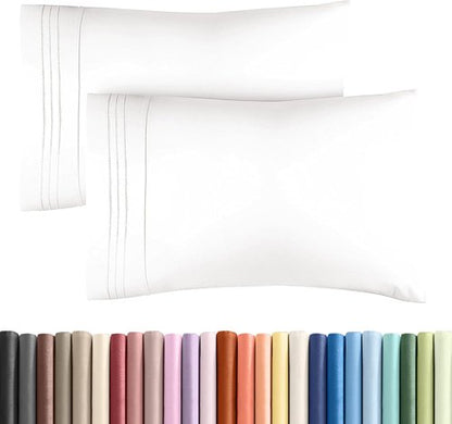 King Standard Pillow Cases - Soft Hotel Quality Covers | Fade & Wrinkle Resistant, Machine Washable - 2 Piece Set in Antique White