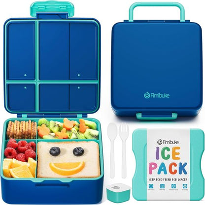 Fimibuke Chill Bento Box - Leak Proof Lunch Container with Ice Pack | BPA Free, 4 Compartments, Microwave & Dishwasher Safe