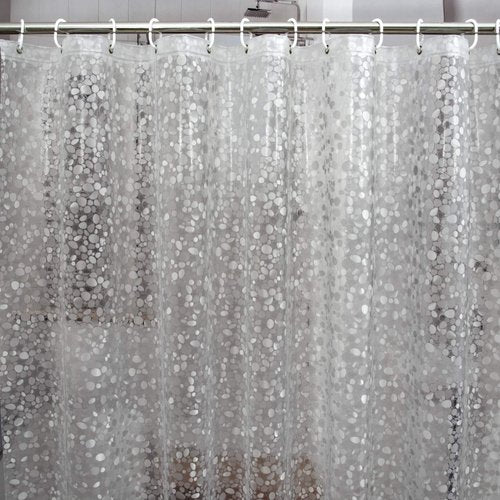 Bostofy Waterproof Shower Curtain Liner 8G EVA Thick Shower Curtain with Heavy Duty 3 Bottom Magnets, Shower Liner for Shower Stall, Bathtubs, 3D Pebble Pattern, 72 x 72,12 Hooks
