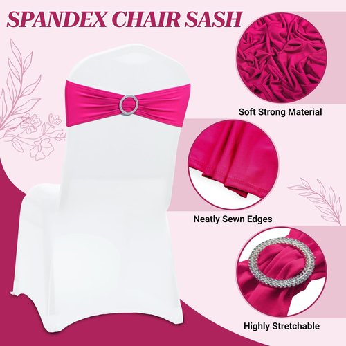 MDS Spandex Chair Sashes - Premium Stretch Covers with Buckle Slider for Weddings & Events | Pack of 10 - Magenta