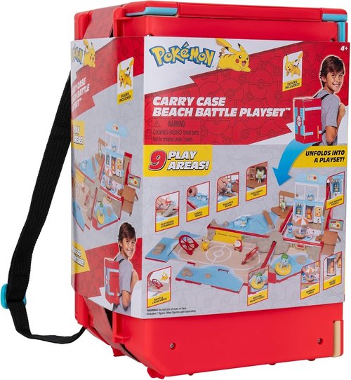 Jazwares Pokémon Carry Case - Portable Beach Battle Playset with Action Features & Pikachu Figure