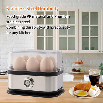 Rapid Egg Cooker - Electric Stainless Steel 6-Egg Capacity | Soft, Medium & Hard Boiled, Auto Shut-Off