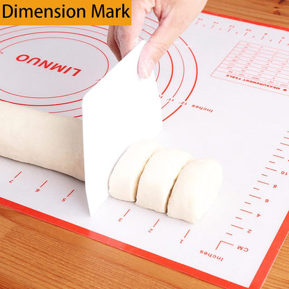 Silicone Baking Mat - Non-Stick Pastry Mat with Measurements for Easy Baking | Extra Thick Red (16" x 20")
