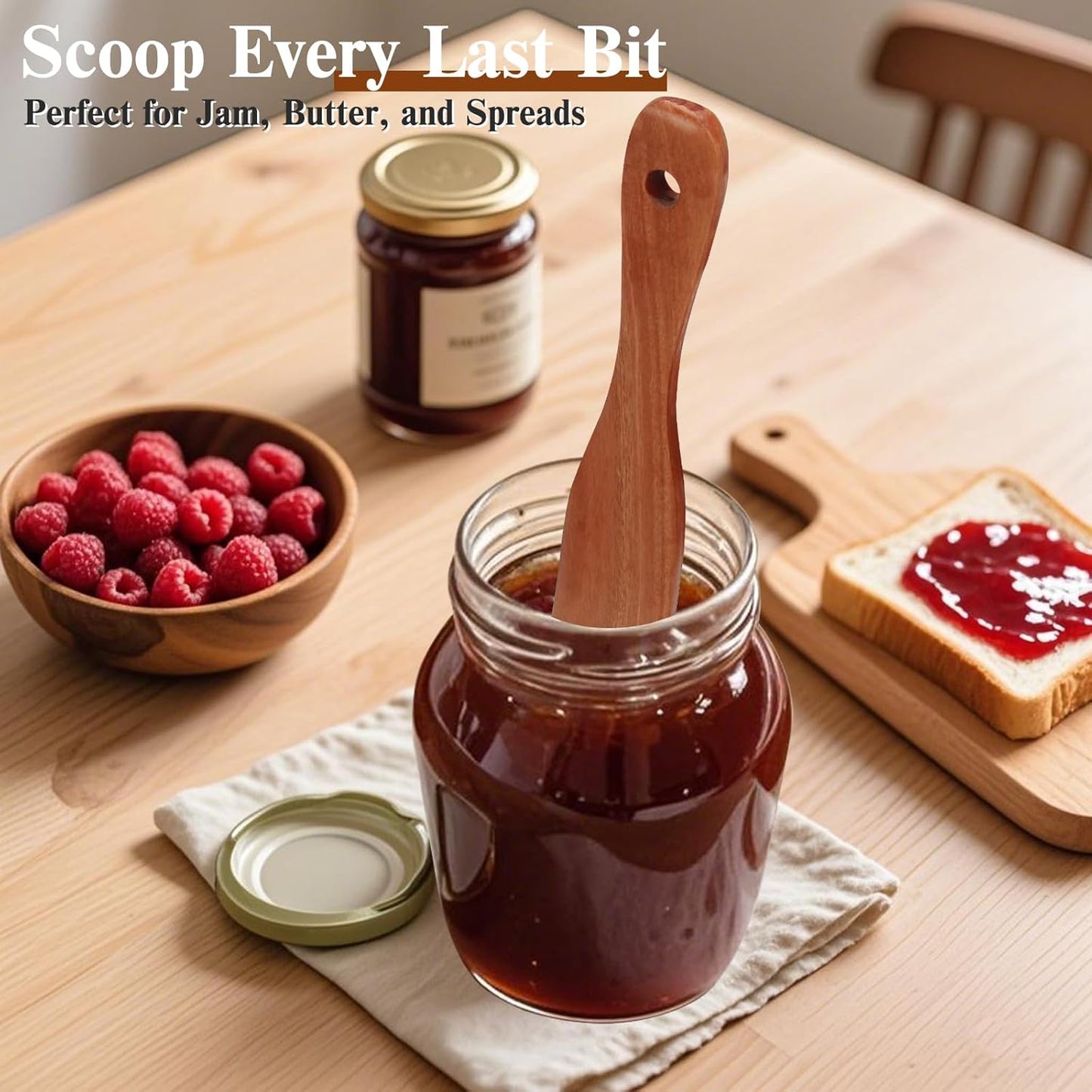 Skiennix Skinny Spurtle Set - Perfect for Sourdough Starters | Wooden Mixing Tools for Jars
