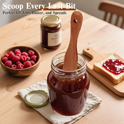 Skiennix Skinny Spurtle Set - Perfect for Sourdough Starters | Wooden Mixing Tools for Jars