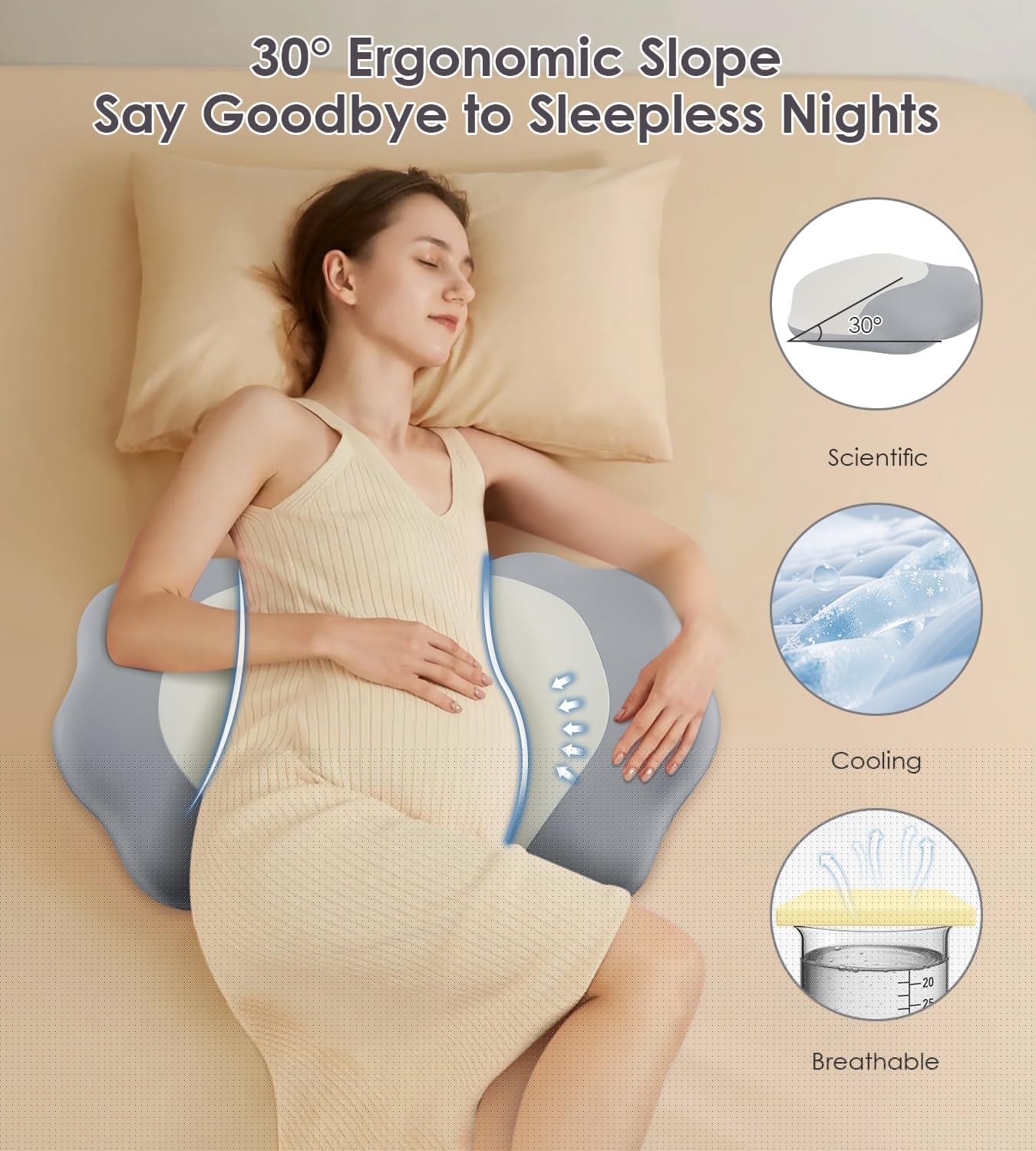 Regine Switzerland Memory Foam Pregnancy Pillow - Adjustable Maternity Support for Side Sleepers