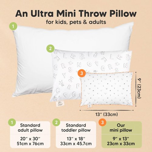KeaBabies Toddler Pillow Set - Soft Cotton Mini Pillow & Pillowcase - 9x13 My Little Dreamy Design