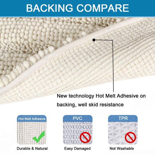 H.VERSAILTEX Bathroom Rugs Bath Rug Set 2 Piece Bathroom Contour Rug Toilet Mat Sets Non Slip Contour Bath Rug Ultra Thick Water Absorbent Striped Bath Mats Washable(20" x 32" Plus 20" x 20" U, Cream)