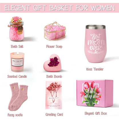 Mother's Day Gifts Basket for Women, Mothers Day Gifts for Mom from Son Daughter, Gifts for Mom, Wife, Girlfriend, Sister, Her, Birthday Gifts for Women, Spa Basket Set for Mother