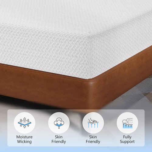 FDW 12 Inch Green Tea Cooling Gel Memory Foam Mattress/Medium-Firm Mattress for Pressure Relief for Kid Adults/CertiPUR-US Certified/Mattress in a Box, Twin