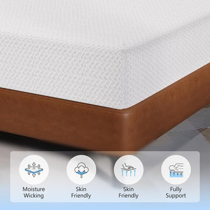 FDW 12 Inch Green Tea Cooling Gel Memory Foam Mattress/Medium-Firm Mattress for Pressure Relief for Kid Adults/CertiPUR-US Certified/Mattress in a Box, Twin