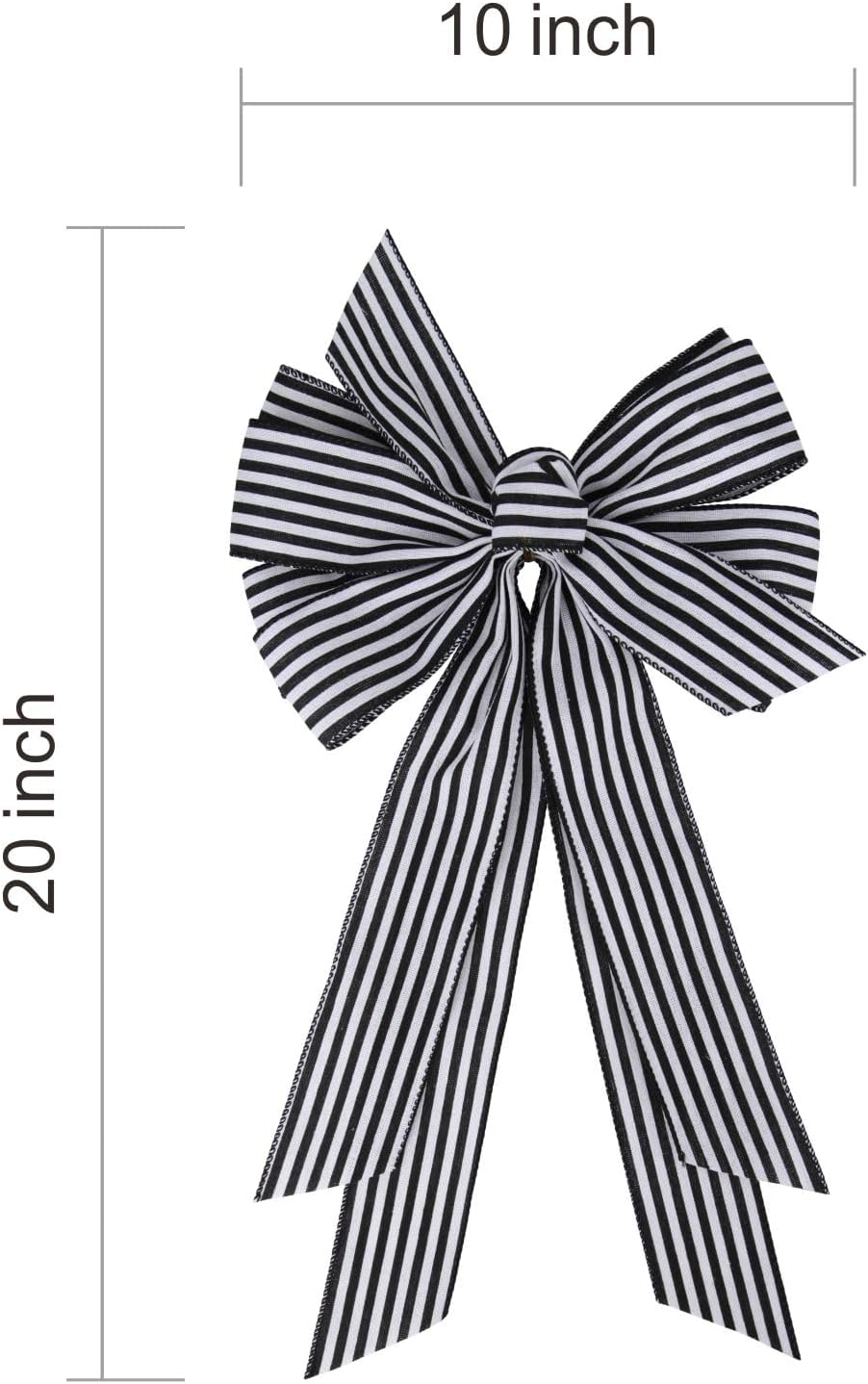 Meseey Large Black and White Striped Ribbon Bow - 20 x 11 Inch Farmhouse Wreath Decor & Tree Topper